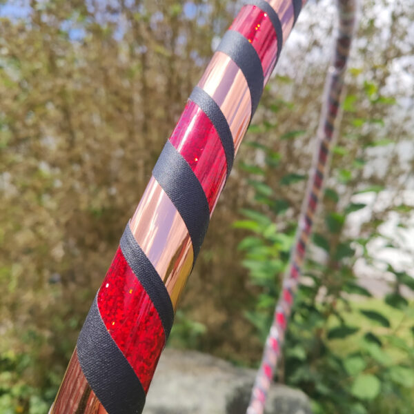 Fitnesshoop | Rot Glitzer, Kupfer, Schwarz | 25 mm, 100 cm